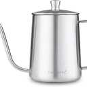Easyworkz Gage Gooseneck Pour Over Coffee Kettle 12 oz Stainless Steel Hand Drip Long Narrow Spout, Silver