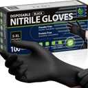 Disposable Nitrile Gloves Black, Food Safe Rubber Gloves Latex-Free Powder-Free for Cooking Food Prep Kitchen Clean (Medium)