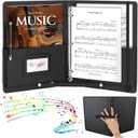 YOTINO Sheet Music Folder, 3 Ring Choral Muisc Folder,13"x10.2" PU Leather Music Binder Black with Elastic Band and Handle Fits Letter Size 8.5 x 11 inch