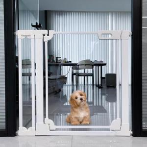 WAOWAO Clear Baby Gate for Stairs Modern Design Acrylic Auto Close Pet Gate, 29.52-37.79" Wide Safety Baby Gate for Doorways, White Clear Dog Gates Indoor, Hallways, Kitchen