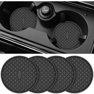 ME.FAN Car Cup Coasters [4 Pack] Silicone Car Coasters/Cup Mats, Non-Slip Recessed Car Interior Accessories Black