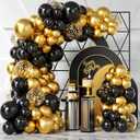 Bezente Black Gold Balloons Garland Kit, 100Pcs Black Gold Metallic Chrome and Gold Confetti Balloons Arch with Tape for New Year 2026,Wedding, Birthday,Graduation,Special Events Party Decoration