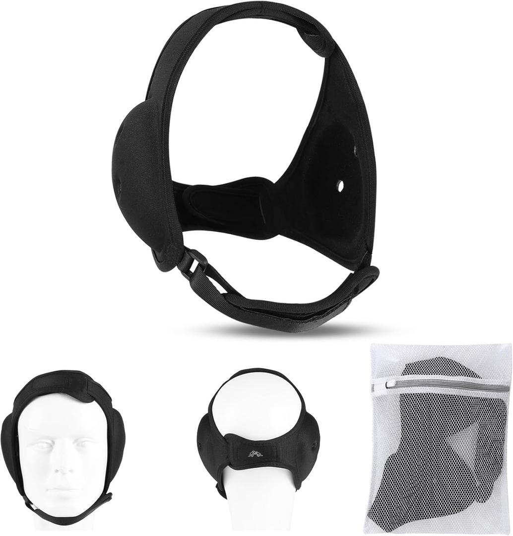 Wrestling Headgear and BJJ Ear Guard, Soft and Low Profile, Reinforced Stitching, Padded Chin Strap, Includes Protective Storage & Washing Bag (One Size Fits Most, Black)