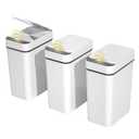 3 Pack Bathroom Trash Can 2.6 Gallon Small Touchless Automatic Motion Sensor Trash Cans Slim Waterproof Garbage Bin with Lid for Kitchen, Office, Bedroom White
