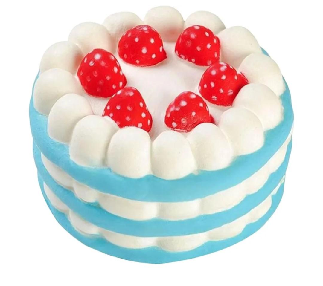 Cute Strawberry Cake Squishy Stress Ball, Soft Stress Relief Ball Squishy Moldable Slow Rise Relaxing Sensory Fidget for Birthday Party Favors Anxiety Relief