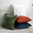 decorUhome Spring Chenille Soft Throw Pillow Covers 12x20 Set of 2, Lumbar Velvet Farmhouse Neutral Decorative Euro Pillow Covers with Stitched Edge for Couch Sofa Bed Home Decor, Forest Elf