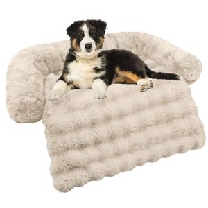 GGIB Dog Couch Cover Calming Plush Dog Bed Mat for Furniture Sofa Protector Washable Removable Cover for Large Medium Small Dogs and Cats Camel M