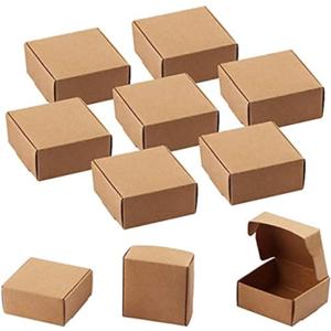 Sdootjewelry Small Kraft Gift Box, 30 Packs 4.13''4.13''1.57'' Mini Brown Kraft Paper Box Cardboard Ring Earring Jewelry Boxes