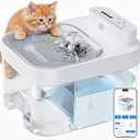 ODSD Cat Water Fountain, Wastewater Separation & No Filter Cotton, Pet Water Dispenser with 101oz/3L Large Capacity Tank, Wireless Automatic Water Fountains for Cats Indoor Cat Watering Supplies (White)