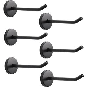 NearMoon Coat Hooks, Wall Mount Hooks for Hanging Hat Hurse Robe, 304 Stainless Steel Heavy Duty Towel Hangers for Bathroom Livingroom Hotel Kitchen Garage, 6 Pack (4 Inch, Matte Black)