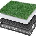 Dog Grass Pet Loo Indoor/Outdoor Portable Potty, Dog Litter Box, Artificial Grass Patch Bathroom Mat and Washable Pee Pad for Puppy Training, Full System with Trays (Pet Training Tray, 20"x30")