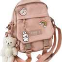 Mini Backpack Aesthetic Backpack Cute Canvas Backpack Casual Travel Daypacks Solid Color Accessories Not Included (Pink) 