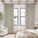 Neutral Pinch Pleated Linen Blackout Curtains 84 Inch Length 2 Panels Insulated Thermal Full Blackout Dual Layer Drapes for Bedroom Living Room Darkening Taupe Pinch Pleat Curtains with Hooks Rings