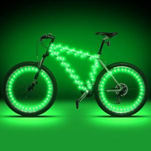 Woanger 3 Pcs LED Bike Lights for Night Riding Bicycle Frame and Wheel Lights Battery Powered Bike Accessories Gifts for Adults Riding at Night (Green)