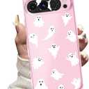 2 x Halloween Phone Case for Google Pixel 9 Pro, for Pixel 9 Pro Halloween Case for Women Girls Girly, Cute Ghosts Pattern Soft TPU Slim Cover, Ghosts/White