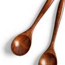 2 PCS Wooden Spoons for Honey, 6.7 inch Small Wooden Spoons - Terrific for Tea, Coffee & Soup, Little Wood Serving Table Spoon Set, Bulk Bamboo Teaspoon for Eating with Unique Design