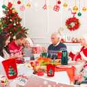 Ainibar 24 Pack Christmas Party Cups - 16oz Red, Green & White Stadium Cups with 24 Paper Straws, Festive Designs for Holiday Celebrations