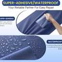 Self-Adhesive Canvas Repair Tape, 16" x 40" Waterproof Canvas Repair Patch, Fabric Patch Repairs Kit for Furniture, Tents, Sunbrellas, Boat Covers Awnings, Couches, Clothes, Bags Dark Blue