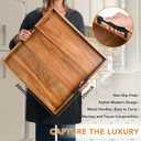 Large Square Ottoman Tray for Living Room and Coffee Table, Decorative Acacia Wood Serving Tray with Metal Handles for Breakfast in Bed, Dinner Food Kitchen TV (Natural, 20" x 20" x 2")