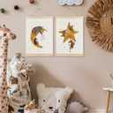 RYYCDOI Nursery Wall Decor, Whimsical Star Moon Nursery Wall Art Poster, Celestial Wall Decor, Cute Animal Nursery Wall Decor for Kids Baby Boy Girl Room Playroom, 12x16 Inches Set of 2