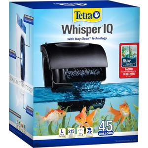 Tetra Whisper IQ Power Filter 45 Gallons, 215 GPH, With Stay Clean Technology