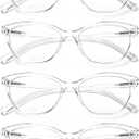 HEEYYOK 2.25 Reading Glasses Women Clear for Small Face 4-Pack Transparent Cat Eye Readers For Womens,Cheaters Eyeglasses for Reading Lightweigth Flexible Spring Hinge