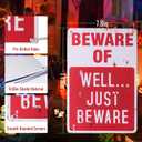2 x Alotpower Halloween Decorations Metal Tin Sign for Outdoor Yard, Garage Wall, Rustic Vintage Beware of Well Just Beware, 7.8x11.8in
