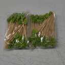 WILLBOND 200 Pcs Green Monstera Leaf Cocktail Picks Long Toothpicks for Appetizers Summer Cocktail Skewers Disposable Fancy Bamboo Food Sticks for Summer Spring Holiday Birthday Party Decoration