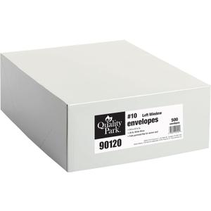 Quality Park #10 Window Envelopes, Single Window, 4-1/8 x 9-1/2 Inches, 24 lb White, Gummed, 500 per Box (QUA90120)