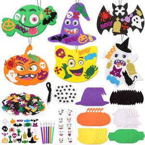 SpringFlower Halloween Crafts for Kids, 312Pcs DIY Foam Craft Kit with Stickers, Halloween Party Supplies Decorations, Classroom Activities & Trick-or-Treat Favors, Easy to Make, Non-Toxic