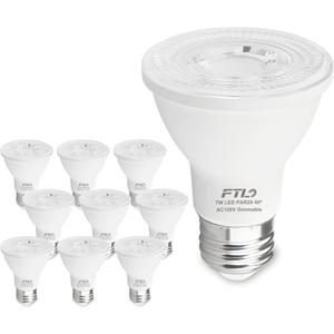 FTL PAR20 LED Bulbs 5000K Daylight White, 7W 600LM 50W 60W Equivalent, Dimmable Spot Light Bulb, E26 Base, Indoor Outdoor Flood Light, 10-Pack