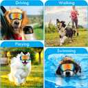 Large Dog Sunglasses, UV Protection Pet Goggles with Adjustable Strap for Large and Medium Dogs (Black Frame&Red Lens)