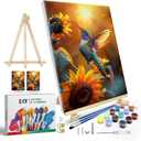 JOOZ Paint by Numbers Kit for Adults with Frame, Hummingbird Paint by Number with Easel, DIY Hummingbird Oil Painting by Numbers, Adult Paint by Number Kits Framed Canvas for Wall Decor 8x12 Inch