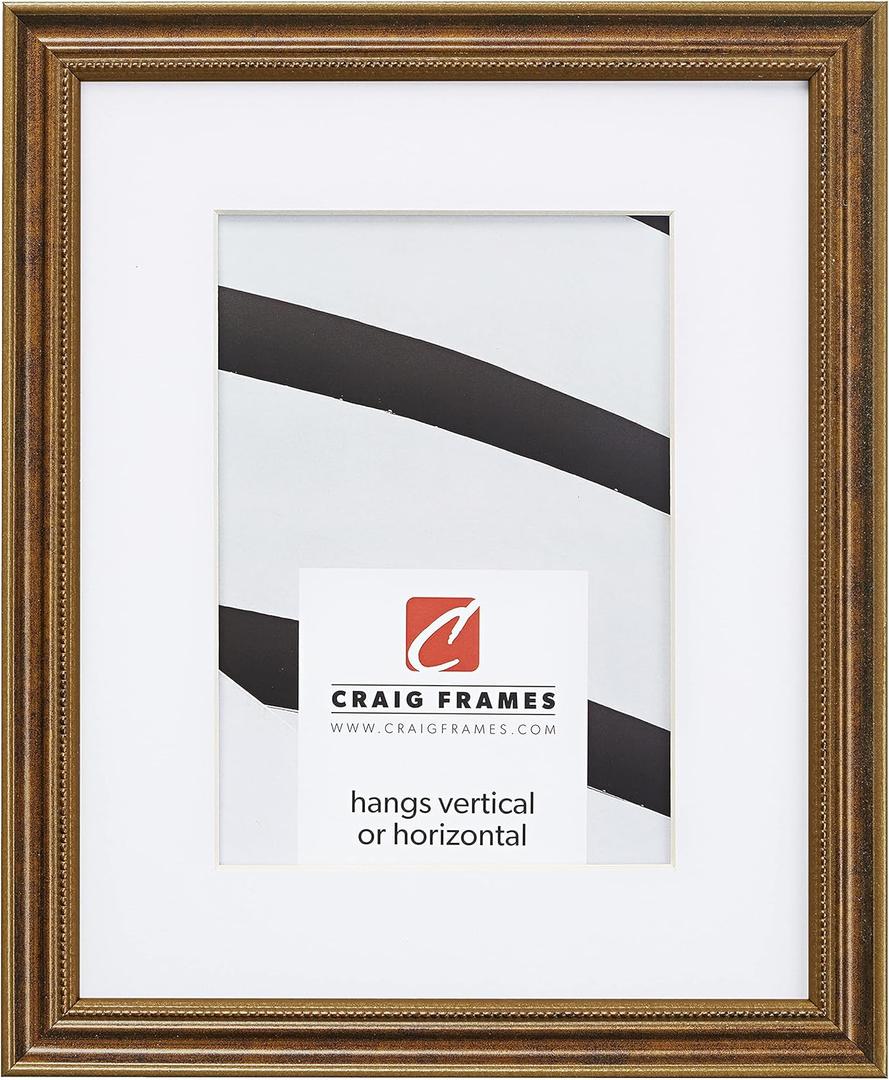 Craig Frames 314BR 16 x 20 Inch Ornate Bronze Picture Frame Matted to Display a 11 x 14 Inch Photo