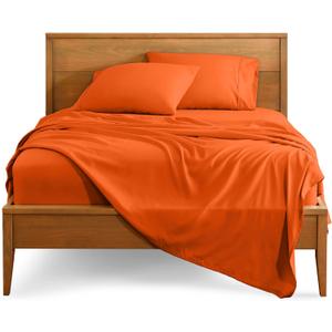 Bare Home Queen Sheet Set - 1800 Ultra-Soft Microfiber Queen Bed Sheets - Double Brushed - Deep Pockets - Easy Fit - 4 Piece Set - Bedding Sheets & Pillowcases (Queen, Orange)