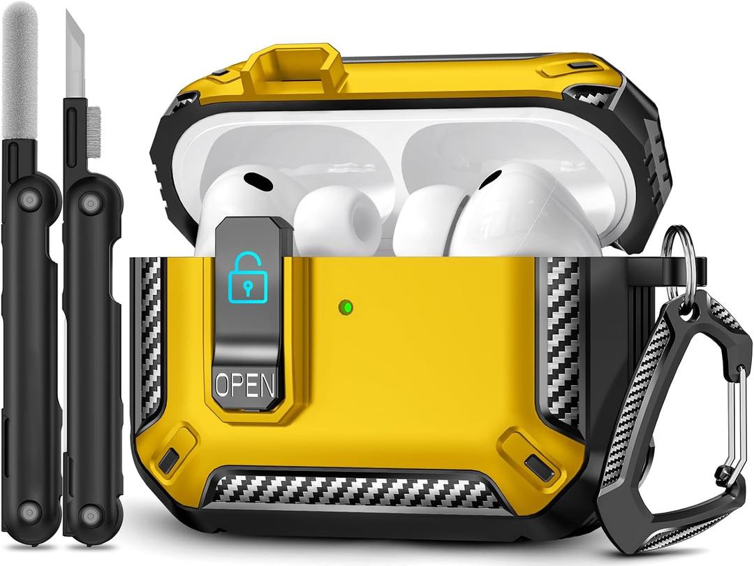 for AirPods Pro 3 Case (2025 New), Secure Lock Cases Cover with Cleaning Kit & Keychain Compatible with Airpods Pro 3rd Generation Case for Men Women, Powerful Drop Protection
