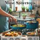 Cook N Home Nonstick Frying Pans Set 3 Piece, 8, 9.5, 11-Inch Kitchen Cooking Skillets Saute Fry Pan Induction Compatible, Turquoise
