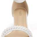 PARTY Women's Open Toe Ankle Strap Low Block Chunky Heels Sandals (White), Size 11