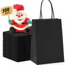 METRONIC Black Gift Bags 5.25 x 3.75 x 8 Inch 100 Pack, Small Paper Bag Bulk with Handles, Heavy Duty Shopping Bags for Party Favors, Retail, Birthday, Weddings, Takeout