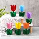 Yuntau 6pcs Spring Tulips Wood Signs Rustic Farmhouse Tulip Flowers Table Decoration Retro Tulip Table Centerpiece Tiered Tray Decor Multicolor Tulips Floral Block Tabletop Signs Home Decor(Vibrant)