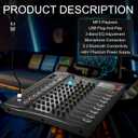 8 Channel Audio Mixer with Bluetooth, Professional DJ Mixer Board with 48V Phantom Power, USB Audio Interface & MP3 Player, Sound Mixing Console for Podcast, Home Studio, Live Streaming & Recording