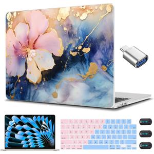CISSOOK Compatible with MacBook Air 15 inch Case 2023 2024 2025 Release M4 A3241 M3 A3114 M2 A2941, Plastic Hard Shell &Keyboard Cover &Screen Protector, Abstract Oil Painting
