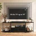 Faesun 63" TV Stand for TVs up to 75 Inches, Curved Edge Media Console & Entertainment Center with 2 Fabric Drawers, Modern TV Console Table for Living Room or Bedroom, Black