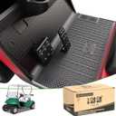 10L0L Golf Cart Floor Mat for EZGO TXT 1994-UP, Full Coverage Floor Liner Mat with Grass-Scraping Design, Honeycomb Pattern - Black Trim/Red Trim