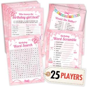 Who Knows The Birthday Girl Best Game - Teen Girl Birthday Party Games For 25 Guests, Birthday Word Scramble Sleepover Party Supplies For Girls, Fun Birthday Activities For Teens Party Decor