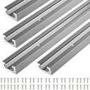 T Tracks for Woodworking,4Pcs Aluminum 48 inch Double Cut Profile Universal with Predrilled Mounting Holes and 48 Pcs Screws Silver