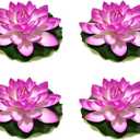 Superdream 4PCS Large Artificial Floating Lotus Flowers, Home Garden Pond Aquarium Wedding Decor (7inch) (Purple)