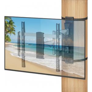 ZeboZap SPTVA2164 Full Motion No Drill Indoor Outdoor TV Mount | Dual Arm | 37"-70" TVs | Up to 77 lbs | Aluminum & Steel | Weatherproof | Swivel Tilt Extend | VESA 600x400 | Matte Black & Silver
