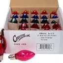 Creative Hobbies Box of 25 Colored Light Bulbs, Random Blinking, 7 Watt, C7 Candelabra Base -Great for Night Lights and Christmas Strings (Transparent)