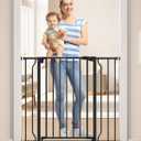 34" Extra Tall Baby Gate for Stairs, Auto Close Stroller Friendly Dog Gate Indoor for Doorways, Pressure Mounted 29"-40" Wide Baby Gate, Easy Walk Through Gate for Children & Pets, Black
